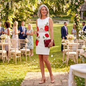 L'ATISTE By Amy Lace White Rose Sleeveless Dress